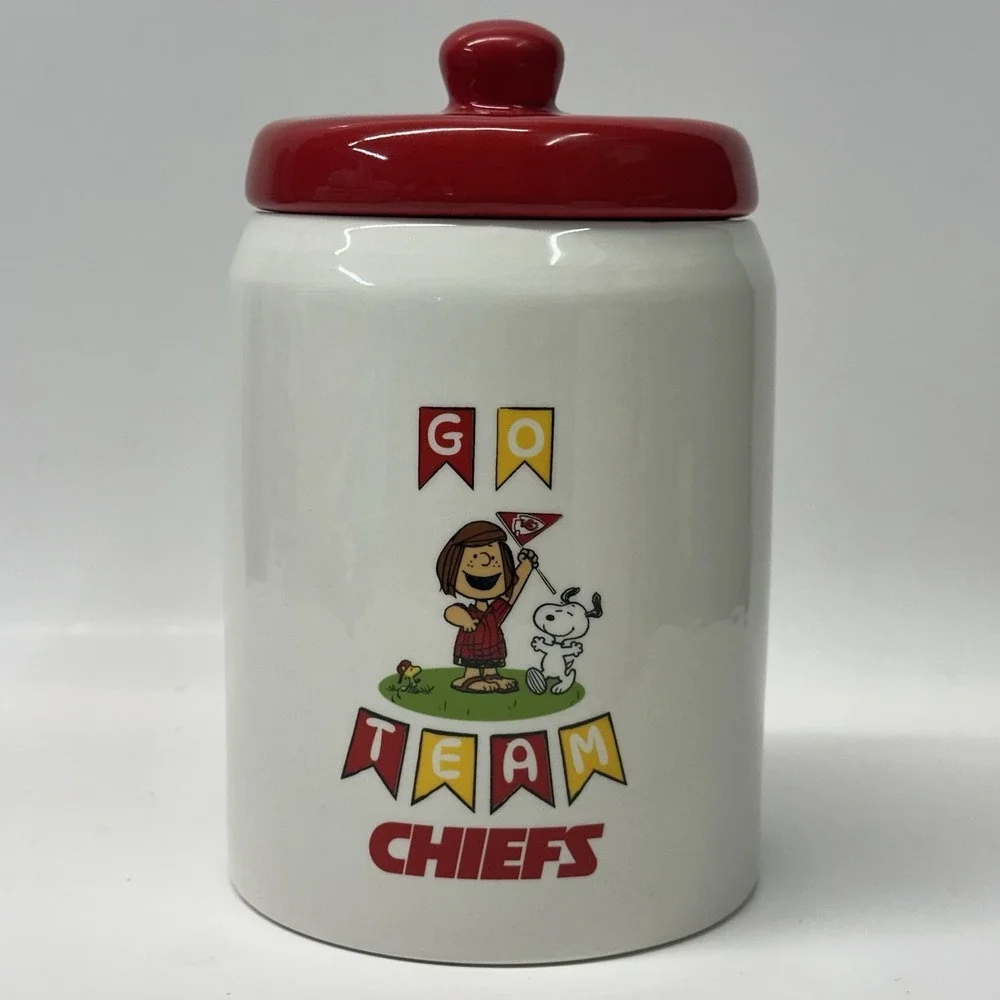 Kansas City‎ Cheifs  Peanuts NFL  Canister Cookie Jar The Memory Co Ceramic NEW